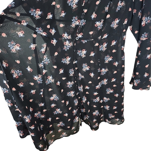 NWOT Torrid Black Floral Semi-Sheer Mini/Midi Dress - Picture 3 of 6